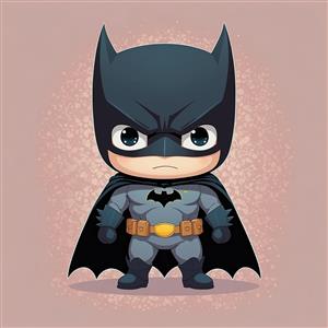 طرح کاراکتر بتمن فانتزی با پس‌زمینه صورتی ملایم