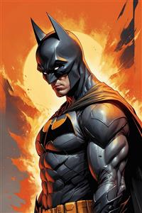 طرح بتمن کارتونی با پس‌زمینه آتشین و کیفیت بالا