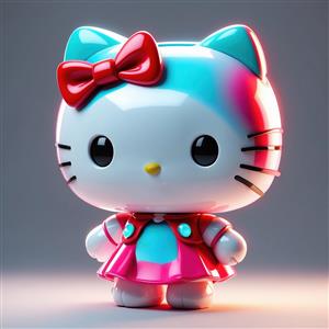 تصویر فیگور هلو کیتی فانتزی با رنگ‌های آبی و قرمز
