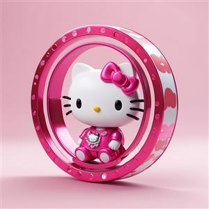 عکس هلو کیتی فانتزی باکیفیت داخل چرخ و فلک صورتی