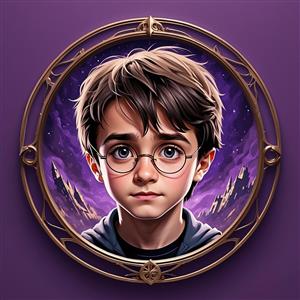 عکس هری پاتر فانتزی با چشمان درشت و پس‌زمینه کهکشانی