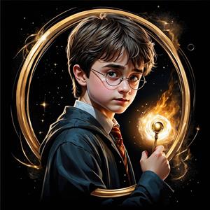 تصویر هری پاتر با جزئیات بالا و عصای جادویی