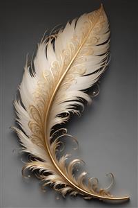 تصویر مینیمال پر سفید و طلایی با خطوط منحنی هنری