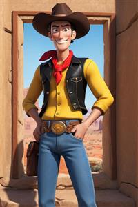 تصویر لوک خوش‌شانس فانتزی در میان بنای خشتی