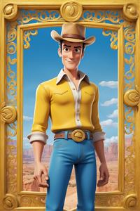 تصویر لوک خوش شانس فانتزی داخل قاب طلایی