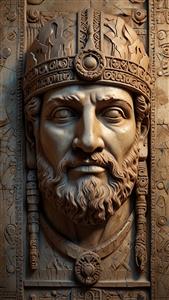 تصویر حکاکی شده پادشاه باستانی روی سنگ باکیفیت