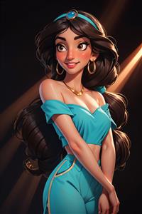 تصویر پرنسس جاسمین فانتزی با موهای بلند مشکی