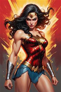 تصویر کاراکتر واندر وومن با استایل رزمی قدرتمند