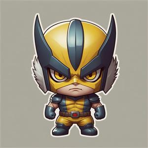 تصویر استیکر وولورین کارتونی با خط دور سفید