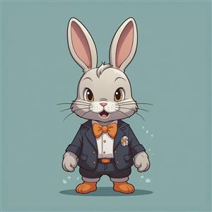 تصویر خرگوش کارتونی با کت و پاپیون باکیفیت