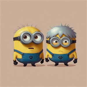 عکس مینیون‌های فانتزی با موهای خاکستری و چهره غمگین