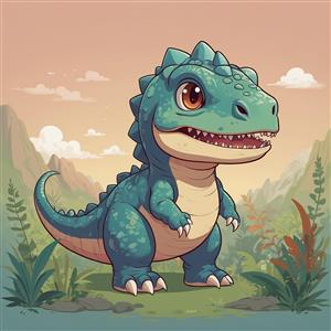 عکس دایناسور فانتزی فیروزه‌ای در طبیعت کوهستانی باکیفیت بالا