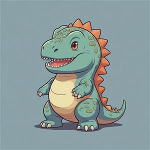 عکس دایناسور سبز با تیغه‌های نارنجی برای پوستر دیواری