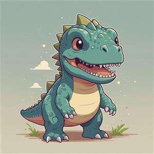 عکس دایناسور سبز خندان با جزئیات بالا برای پوستر