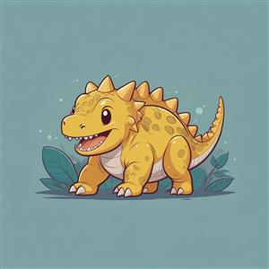 تصویر دایناسور زرد چهارپا فانتزی برای دکوراسیون اتاق کودک