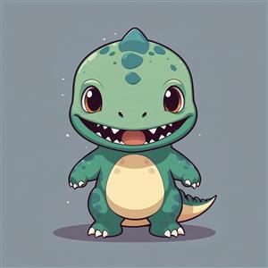 عکس دایناسور سبز تیره فانتزی با چشم‌های درشت