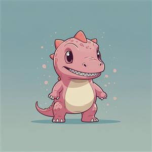 تصویر دایناسور صورتی با نمک کارتونی برای تم تولد