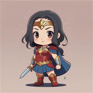 تصویر واندر ومن کارتونی با شمشیر کوچک برای اتاق کودک