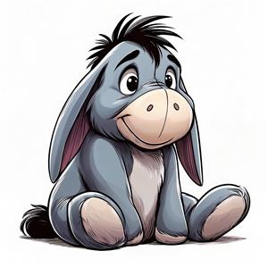 ایور الاغ مهربان با طراحی فانتزی ساده برای پوستر دیواری اتاق خواب کودک، مهدکودک، تابلوهای دکوراتیو و کتاب داستان