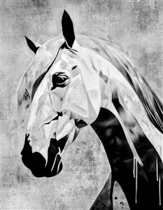 پوستر دیواری مدرن و مینیمال چهره اسب با سبک گرافیکی سیاه و سفید مناسب برای فضاهای اداری و اتاق جوان