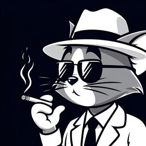 پوستر دیواری گربه سیاه و سفید با استایل مافیایی و عینک آفتابی ویژه دکوراسیون کافه، گیم‌نت و اتاق خواب پسرانه به صورت تابلو شاسی یا پوستر سه بعدی