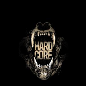 طرح گرافیکی جمجمه حیوان با متن Hardcore سبک پانک و راک برای پوستر دیواری اتاق نوجوان و گیم‌نت