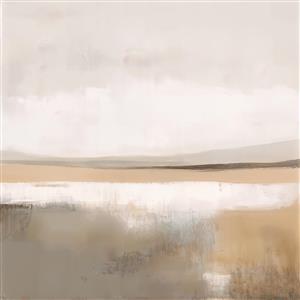 نقاشی انتزاعی منظره با رنگ‌های کرم و خاکی مینیمال مناسب برای تابلو دکوراتیو و فضای مدیتیشن