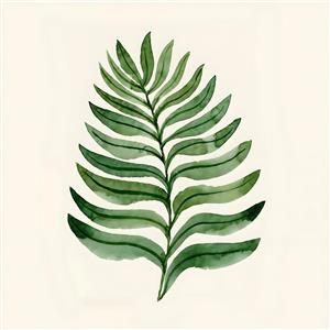 طرح آبرنگی تک برگ استوایی سبز برای چاپ روی کوسن، ماگ و تابلوهای دکوراتیو سبک مینیمال