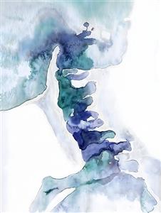 تابلو دکوراتیو مدرن با طرح انتزاعی آبرنگی طیف آبی و سبز ویژه مطب پزشکان و کلینیک‌های زیبایی