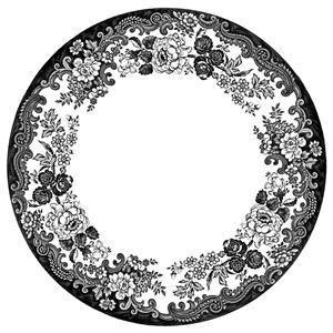 طرح اسلیمی و گل‌ارای دورانی سیاه و سفید ویژه چاپ روی بشقاب دکوراتیو، سینی و حاشیه آینه