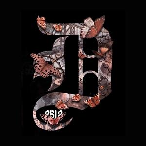 طرح گرافیکی حرف D لاتین با تزئین پروانه و بافت سنگی ویژه پوستر دیواری مدرن، تابلو دکوراتیو اتاق جوانان و چاپ روی تیشرت و هودی