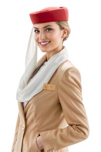 عکس نیم‌رخ مهماندار هواپیمایی لوکس امارات مناسب دکوراسیون داخلی دفاتر هواپیمایی، پوستر دیواری تبلیغاتی و چاپ روی انواع شاسی و بوم