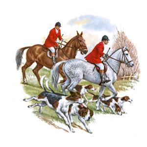 طرح گرافیکی مسابقات اسب‌سواری و شکار انگلیسی ایده آل برای دکوراسیون اتاق کار، دفتر فنی و چاپ روی ماگ و دفترچه