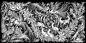 طرح تذهیب و مینیاتور ایرانی با نقش سیمرغ و آهو ویژه چاپ پوستر دیواری پذیرایی و تابلوهای دکوراتیو لوکس