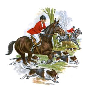 تصویر هیجان‌انگیز مسابقه اسب‌دوانی و شکار برای پوستر دیواری کلاب ورزشی و اتاق گیمینگ