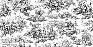 کاغذ دیواری کلاسیک با طرح سیاه و سفید مینیاتوری اروپایی مناسب سالن پذیرایی و دفتر کار