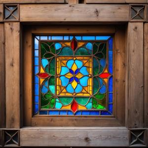 طرح گرافیکی گل و بوته شیشه رنگی برای چاپ روی بگ‌های پارچه‌ای و تابلوهای دکوراتیو منزل