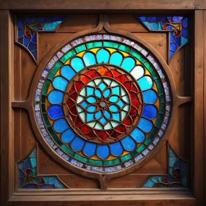 طرح ماندالای شیشه رنگی سنتی برای چاپ بشقاب دیواری و تابلوهای دکوراتیو در کافه و رستوران