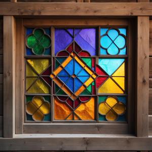 طرح گره چینی و شیشه‌های رنگی قدیمی ویژه چاپ کوسن و شلف‌های تزیینی در هتل‌های سنتی