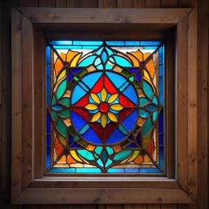 طرح خورشیدی و شمسه در کادر مربعی چوبی مناسب برای تابلو دکوراتیو و چاپ روی کوسن و رومیزی