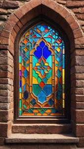 طرح شمسه و نقوش اسلیمی پنجره‌های قدیمی روی دیوار آجری مناسب کاغذ دیواری سه بعدی و پرده چاپی تالار