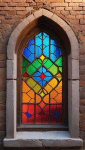 طرح پنجره قوسی رنگارنگ برای پوستر دیواری سه بعدی و کوسن‌های تزئینی اتاق نشیمن