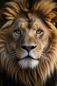 پوستر دیواری چهره شیر با یال های باشکوه و نگاه نافذ با کیفیت بالا مناسب پشت میز مدیریت و لابی هتل