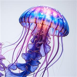 طرح فانتزی عروس دریایی درخشان بنفش و صورتی مناسب برای پوستر دیواری آکواریوم و استخر