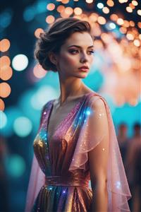 مدلینگ و فشن زنانه با لباس پر زرق و برق در شب مناسب قاب دکوراتیو لوکس و پوستر دیواری مزون‌های زنانه