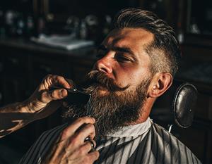 کاغذ دیواری آرایشگاه مردانه با زمینه تیره با طراحی شیک و جذاب