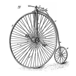 طرح وکتور دوچرخه قدیمی کلاسیک با چرخ بزرگ مناسب پوستر دیواری اتاق نوجوان و کافه رستوران‌های سنتی