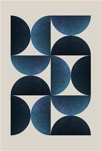 پوستر دیواری مدرن با اشکال هندسی نیم‌دایره سرمه‌ای و بافت انتزاعی مناسب برای دکوراسیون سالن پذیرایی و دفتر کار