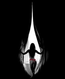 عکس سیاه و سفید هنری با جزئیات قرمز برای دکوراسیون خاص و چاپ روی شاسی و تابلوهای مدرن پذیرایی