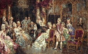 نقاشی رنگ روغن تالار آینه و دربار سلطنتی مناسب پوستر دیواری پشت تخت خواب و لابی‌های مجلل